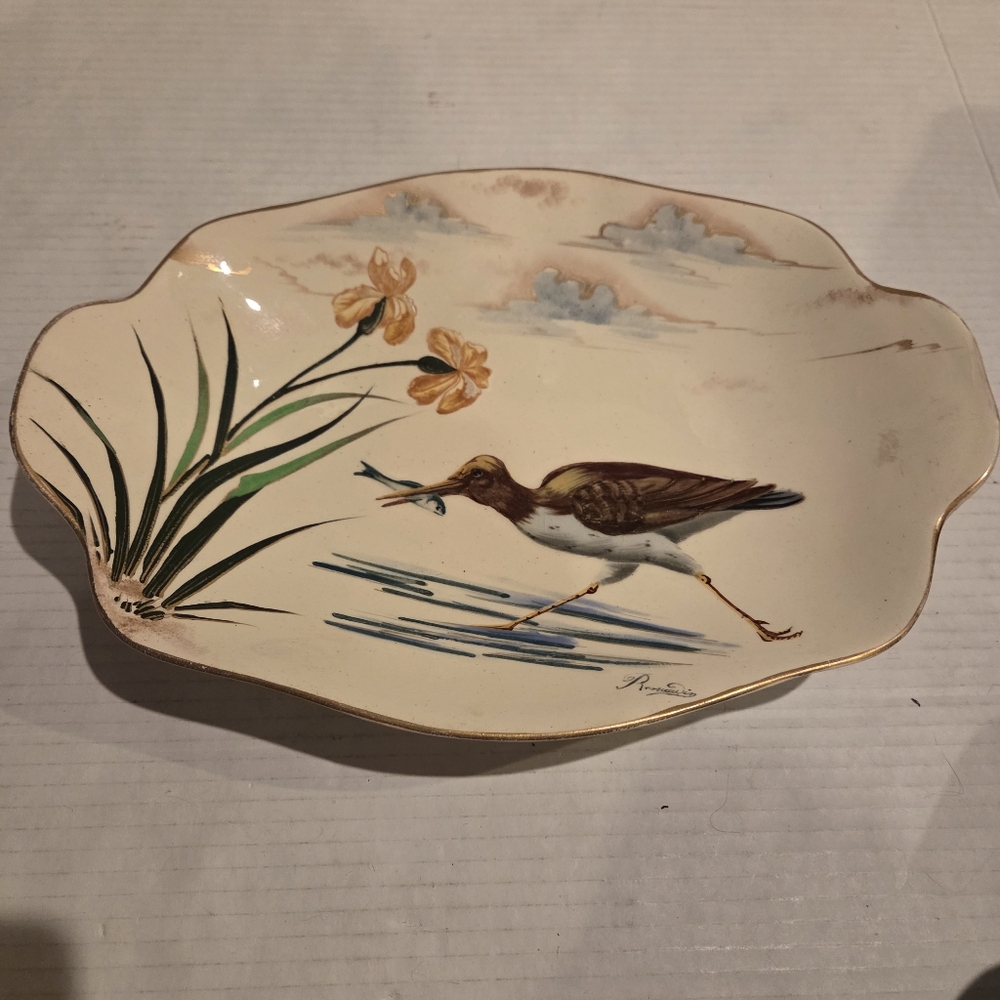 Mid-century Modern Plate Platter MCM Peasant Bird Fish Nature Outdoor
